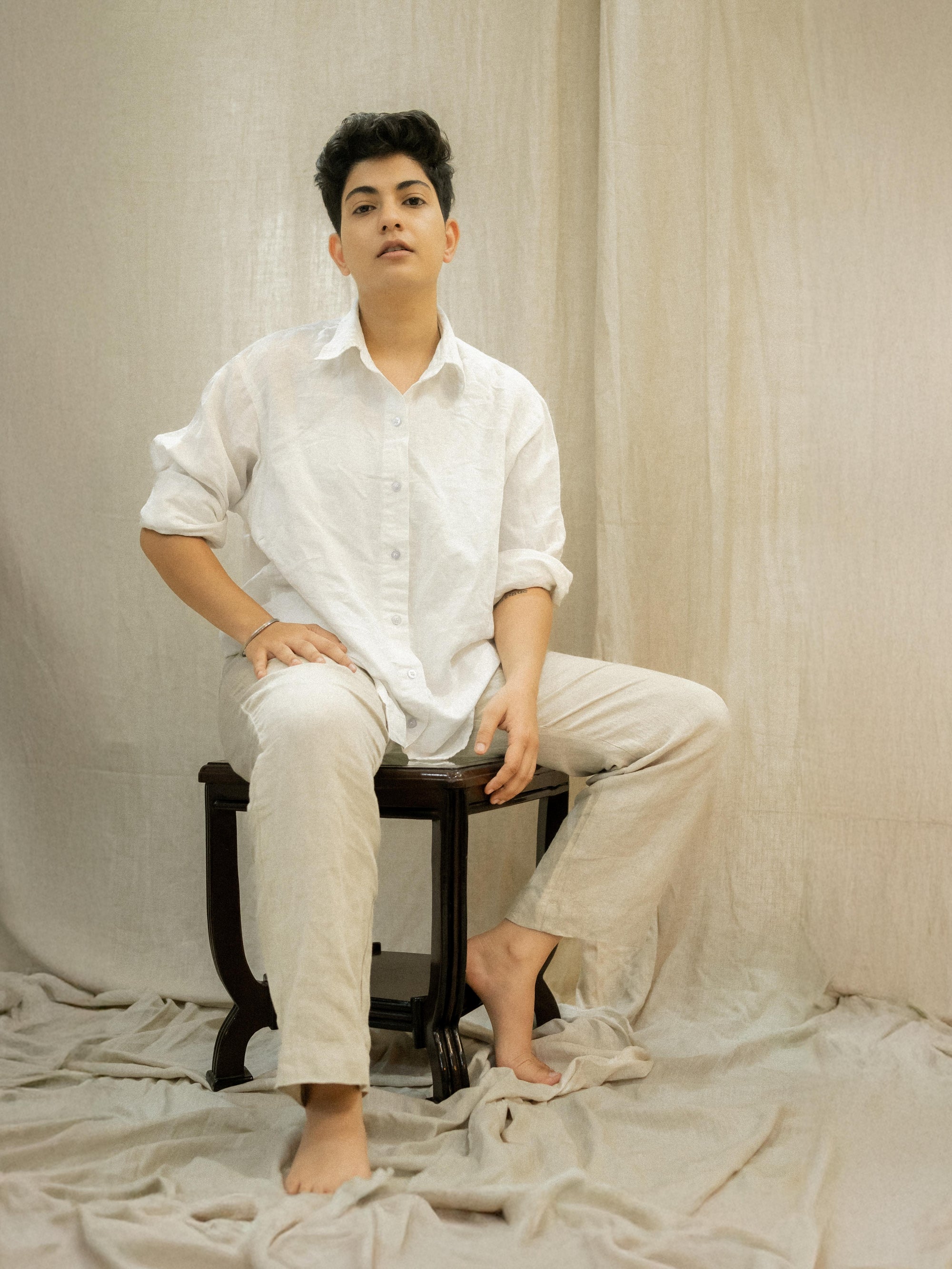 Cloudlight – Women’s Pure Linen White Oversized Shirt