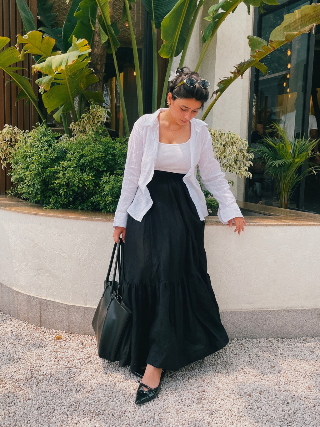 100% Linen 40 LEA Black Tiered Maxi Skirt – Timeless Everyday Classic